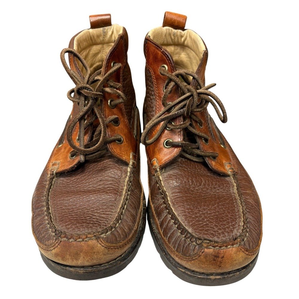 L L Bean Allagash Handsewn Bison Leather Chukka Boots Brown Moc Toe Heritage 9 - Picture 5 of 10